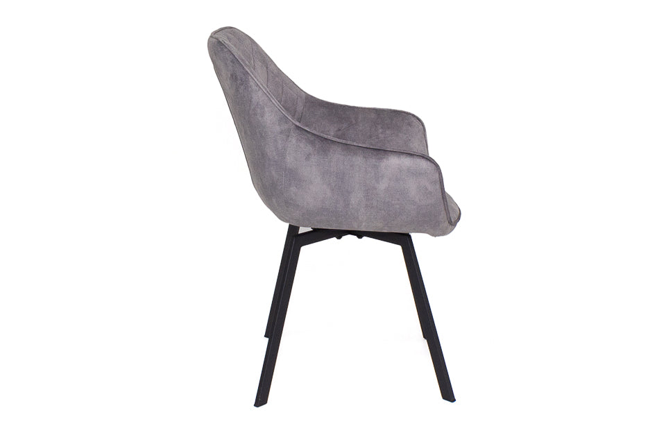Edel - Grey Fabric And Metal Dining Chair