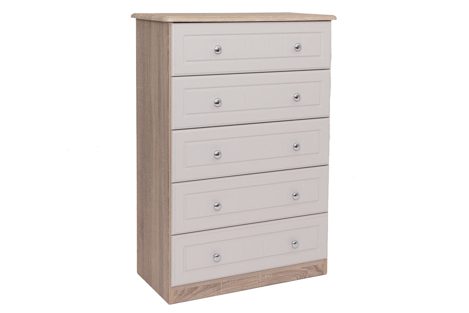 Eden oak and stone white 5 Drawer Chest