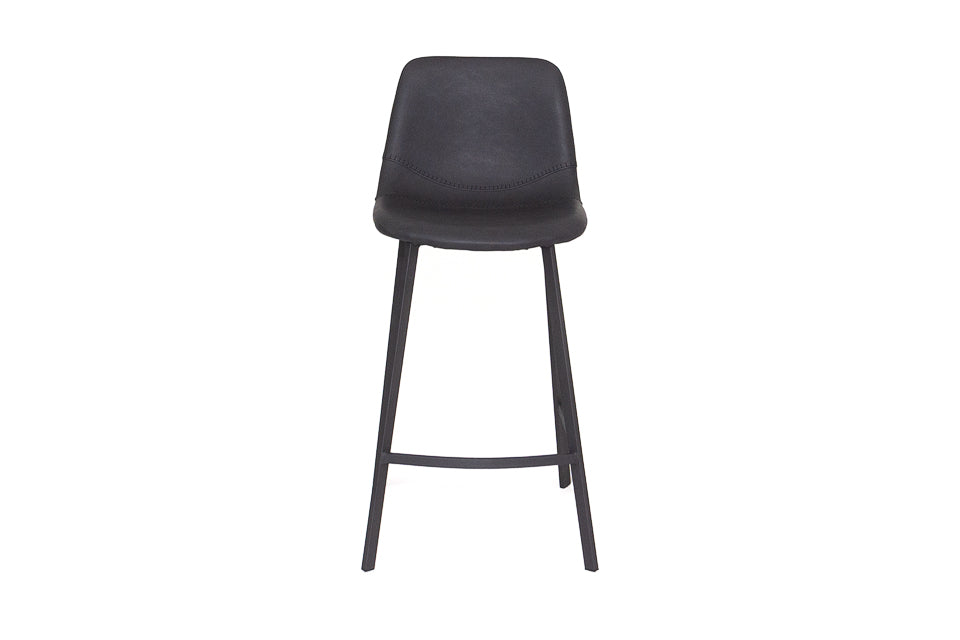 Faro - Black Faux Leather Counter Height Bar Stool