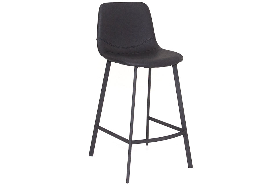 Faro - Black Faux Leather Counter Height Bar Stool