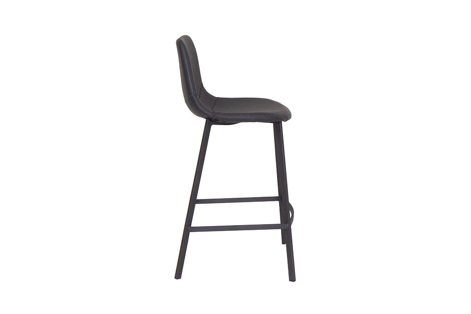 Faro - Black Faux Leather Counter Height Bar Stool