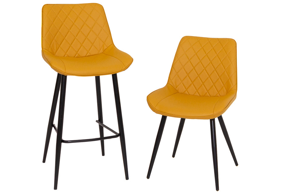 Finley - Yellow Faux Leather Bar Stool