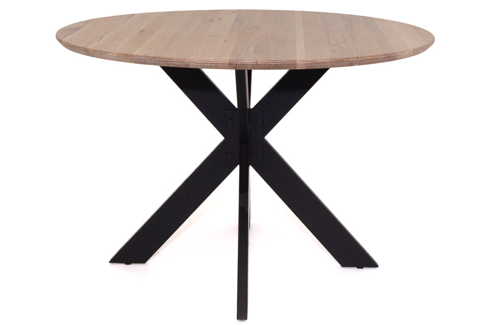 Florence - Oak Wood And Metal 120Cm Round Dining Table