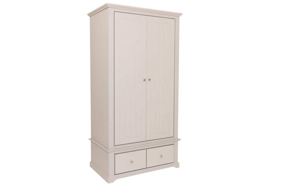Hugo 2 Door Wardrobe With Drawers and small silver handles