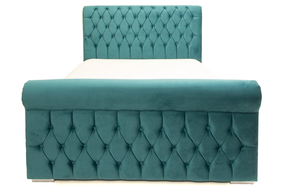 Jennifer - Teal Fabric 4Ft6In Double Bed Frame