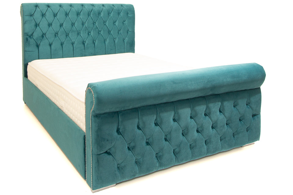 Jennifer - Teal Fabric 4Ft6In Double Bed Frame