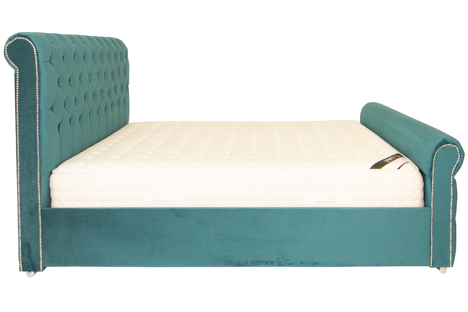 Jennifer - Teal Fabric 4Ft6In Double Bed Frame