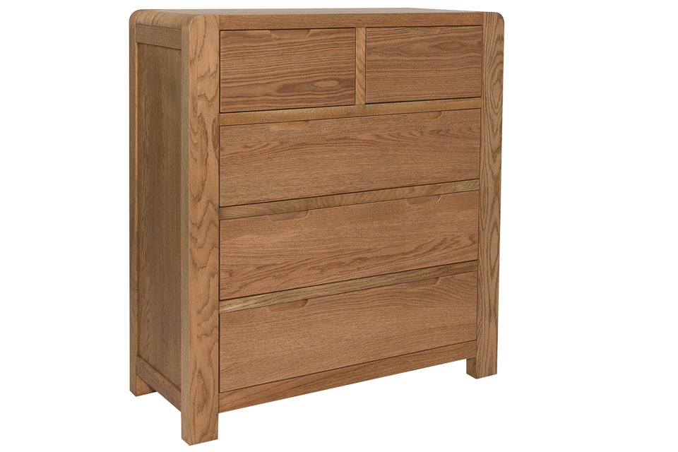 Jersey - Oak 5 Drawer Chest Of Drawers