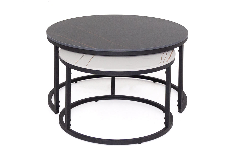 Keelin - Black And White Pura Stone Set Of 2 Coffee Table