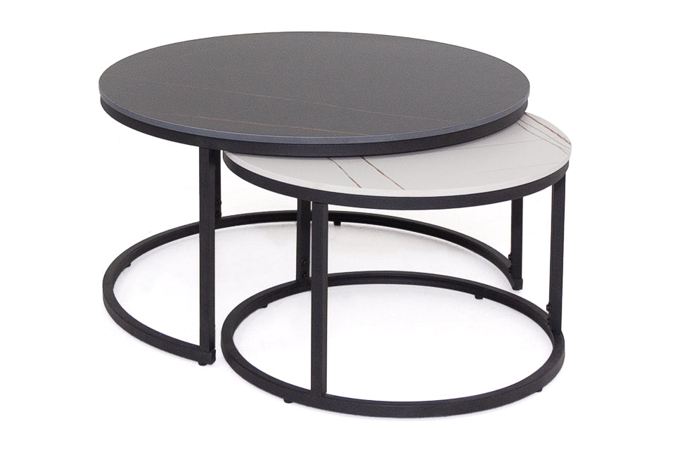 Keelin - Black And White Pura Stone Set Of 2 Coffee Table