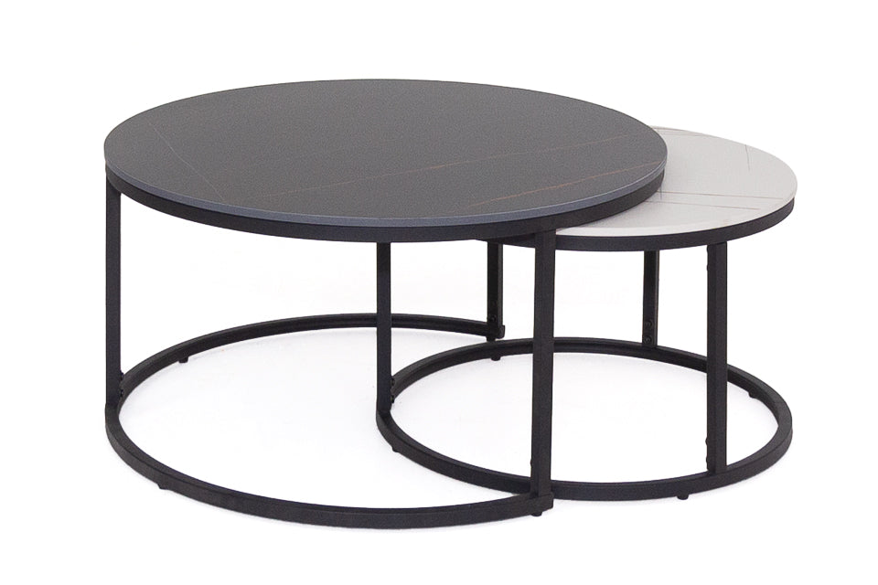 Keelin - Black And White Pura Stone Set Of 2 Coffee Table