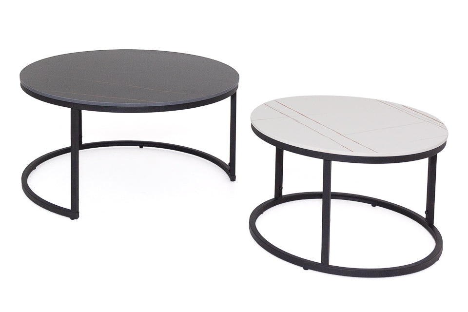 Keelin - Black And White Pura Stone Set Of 2 Coffee Table