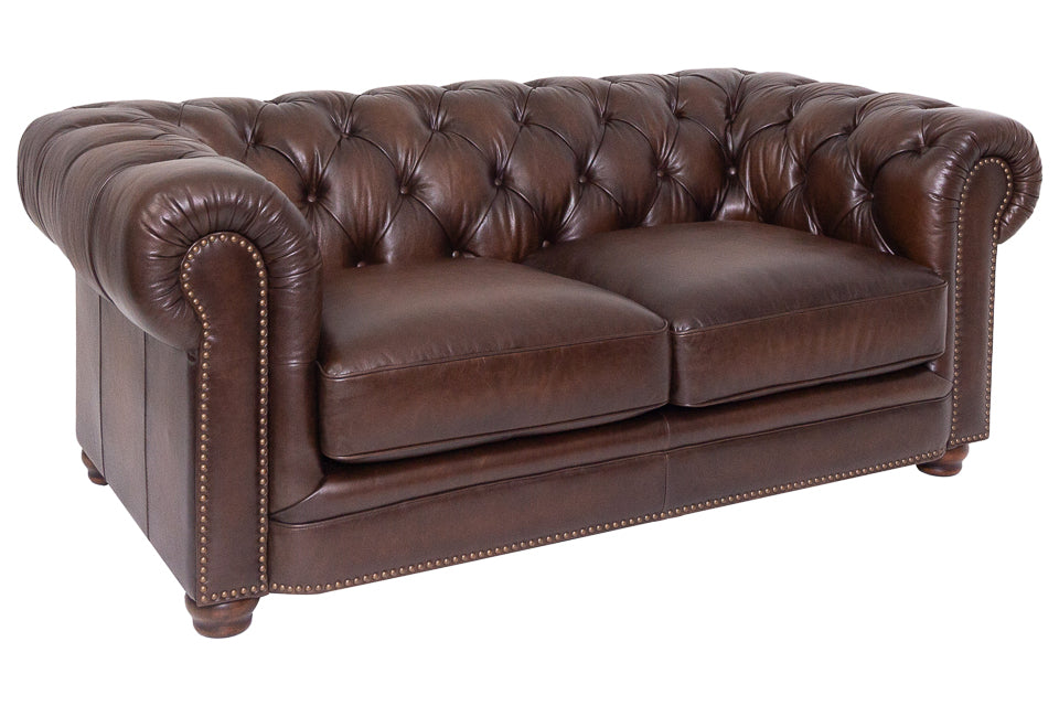 Knightsbridge - Brown Leather  2 Seater Sofa Chesterfield