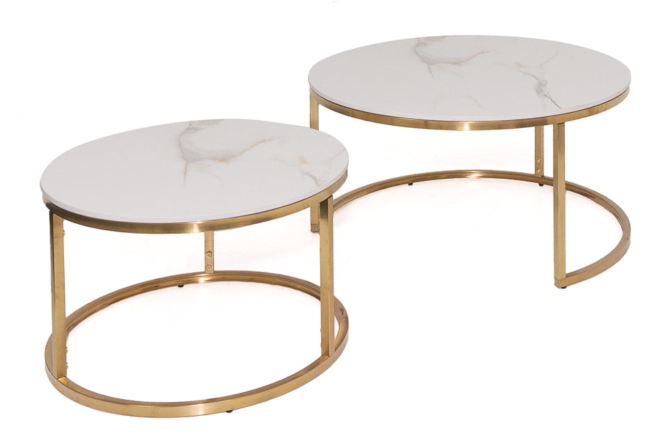 Laurie - White Pura Stone Set Of 2 Coffee Table