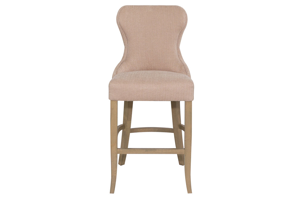 Levi - Cream Fabric And Wood Counter Height Bar Stool