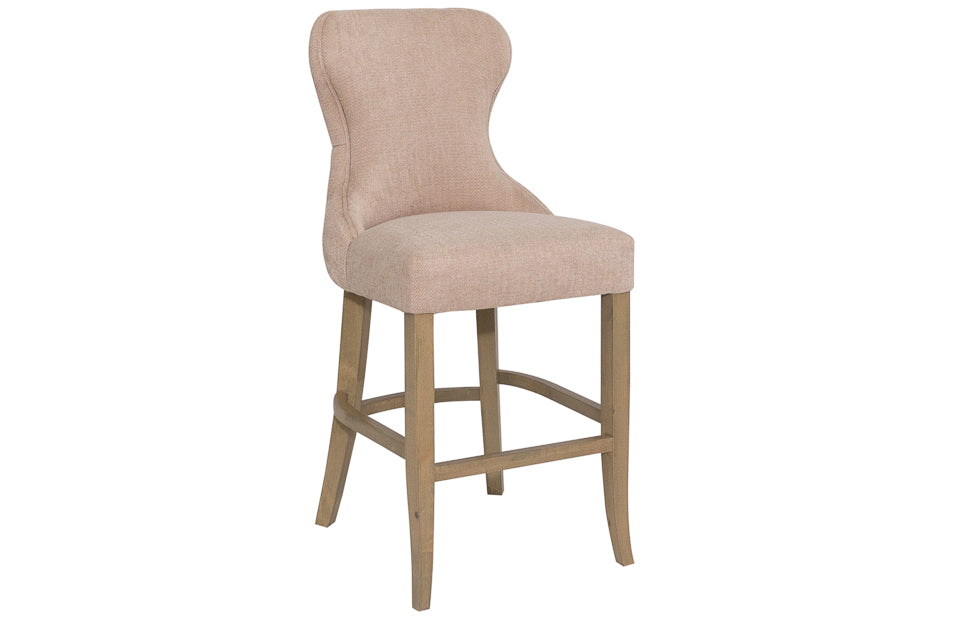 Levi - Cream Fabric And Wood Counter Height Bar Stool