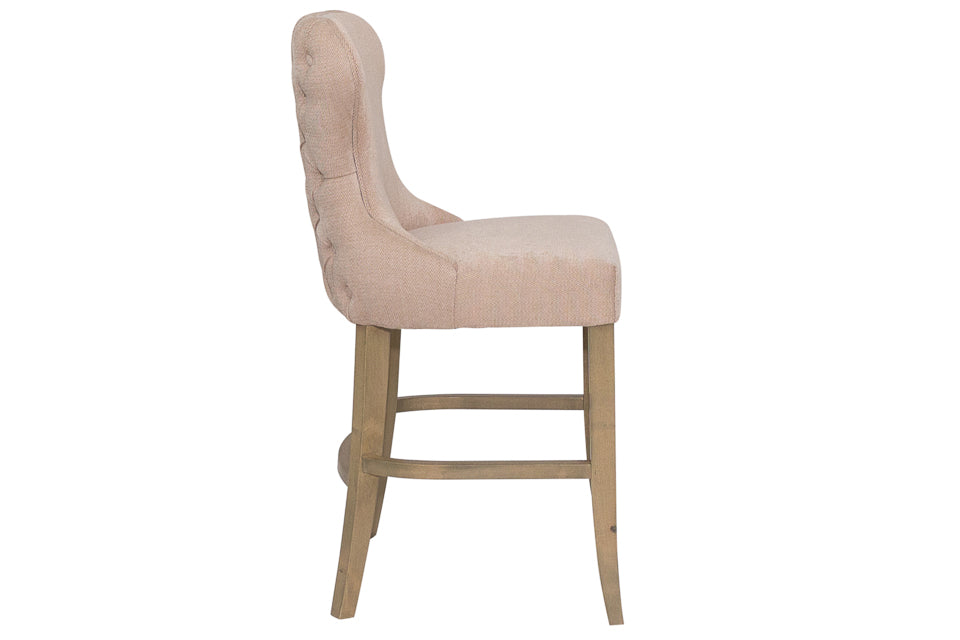 Levi - Cream Fabric And Wood Counter Height Bar Stool