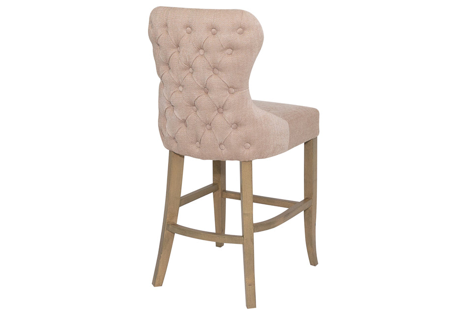 Levi - Cream Fabric And Wood Counter Height Bar Stool