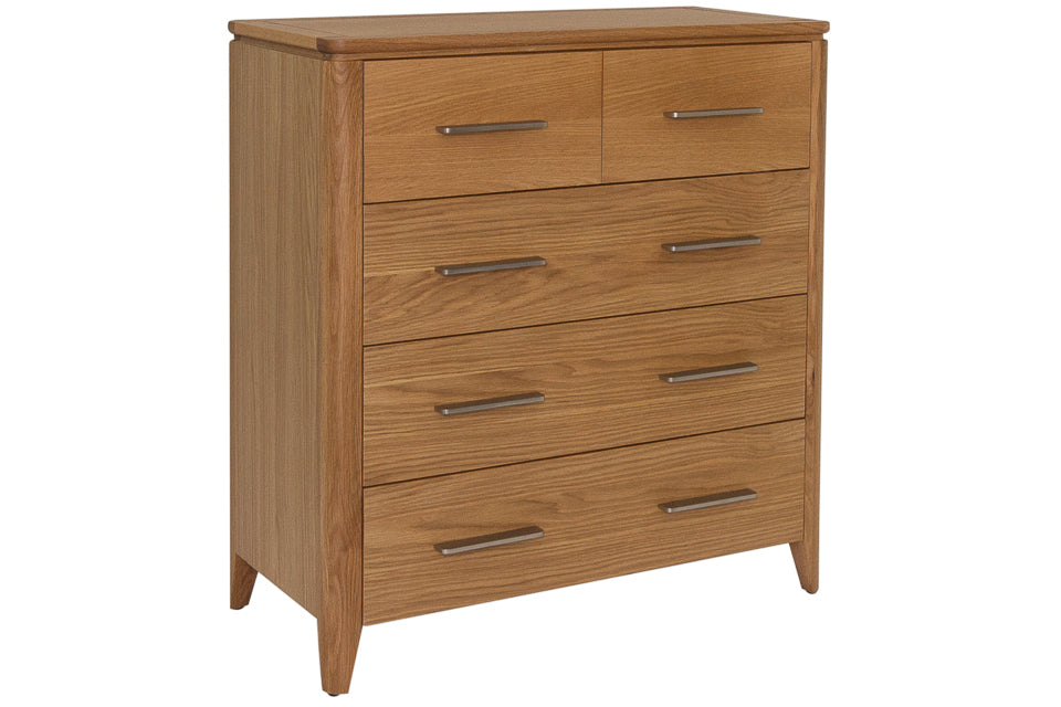 Lola - Oak 5 Drawer Chest Of Drawers