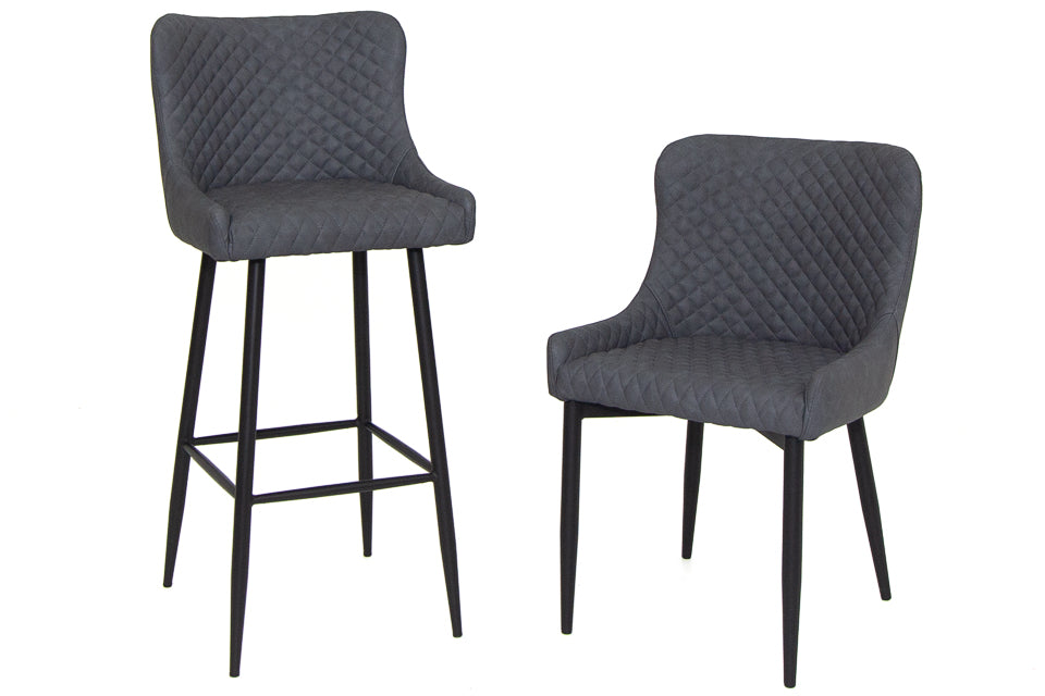 Lucena - Grey Faux Leather Bar Stool