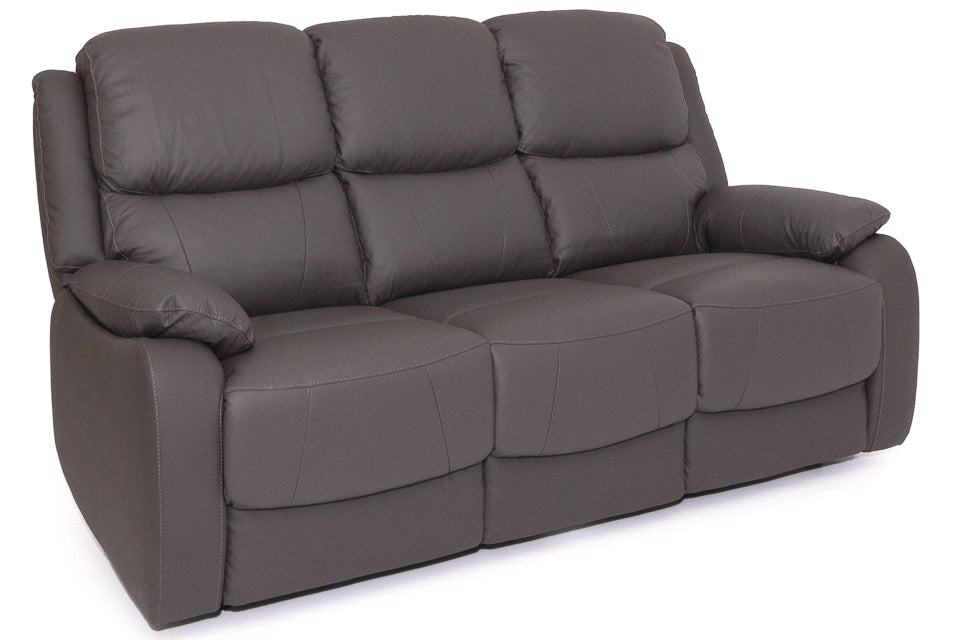 Lazio static 3 Seater Sofa in grey Leather 