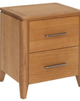 Lola Oak Bedside Locker with long silver handles on 2 drawers