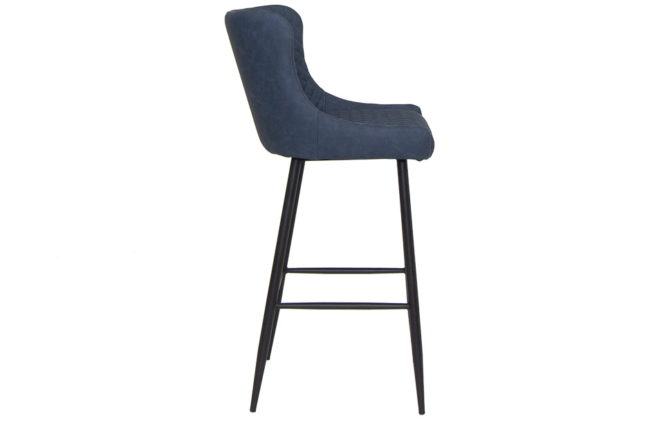 Martos - Blue Faux Leather Bar Stool