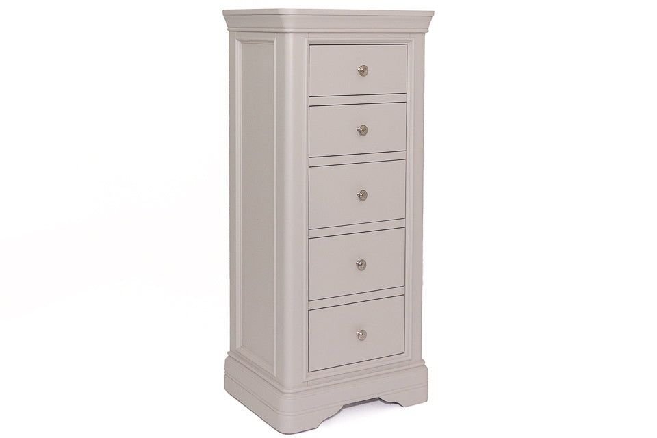 Merlot - Taupe 5 Drawer Narrow Chest Of Drawers
