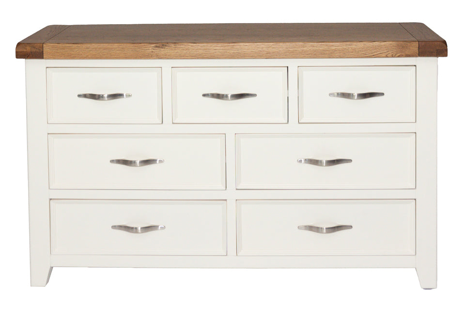 Milena - Cream And Oak 7 Drawer Drawer Wide Chest