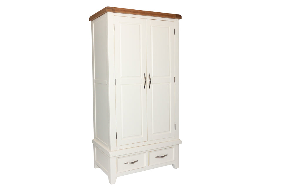 Milena - Cream And Oak 2 Door  Wardrobe With Drawers