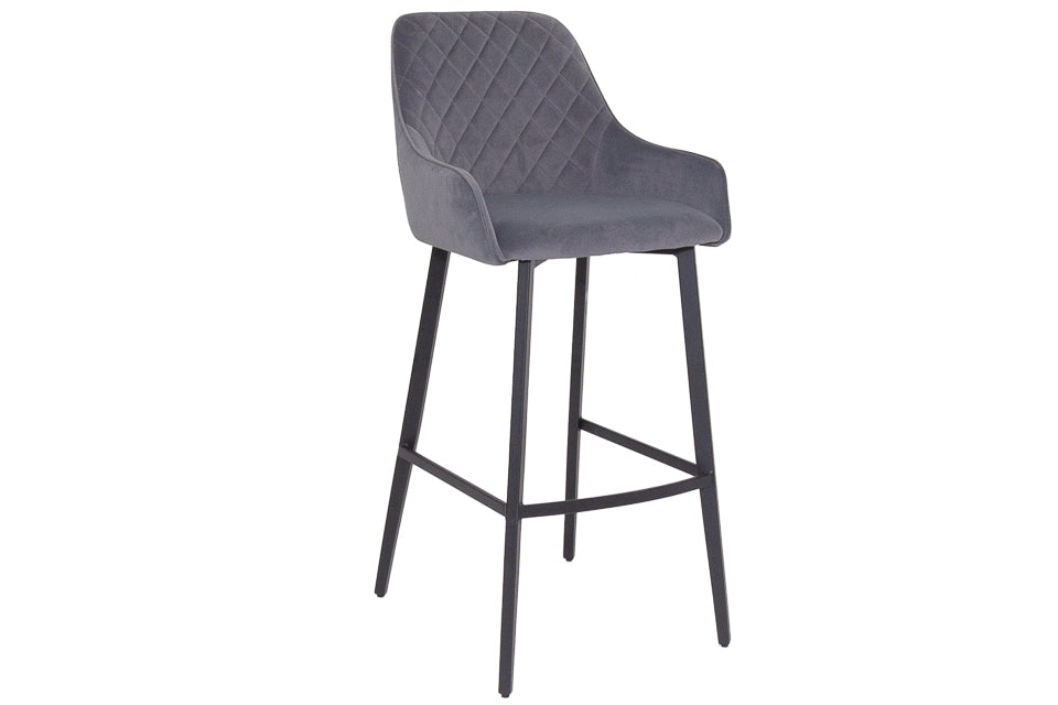 Neala - Grey Fabric Bar Stool