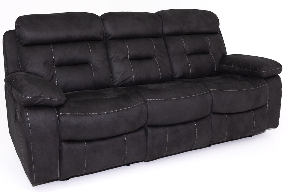 Nevis - Grey Fabric 3 Seater Recliner Sofa