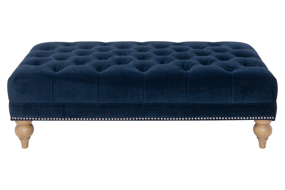 Notting Hill - Blue Velvet Footstool