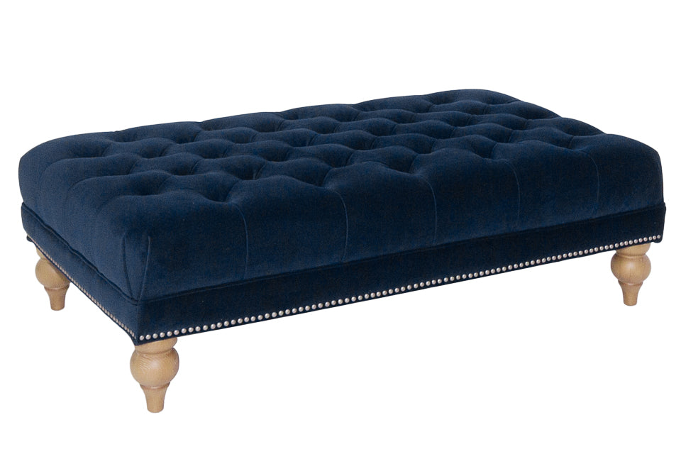 Notting Hill - Blue Velvet Footstool