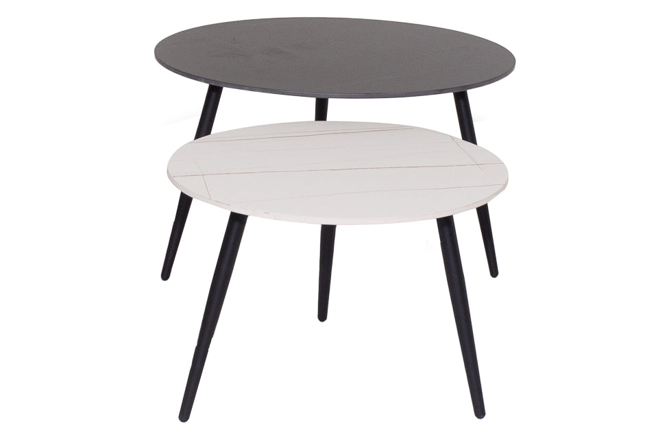 Nixon Black And White Pura Stone Set Of 2 Coffee Table