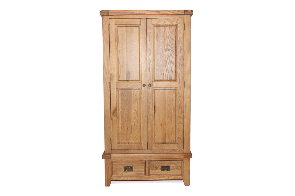 Odeon - Oak 2 Door  Wardrobe With Drawers