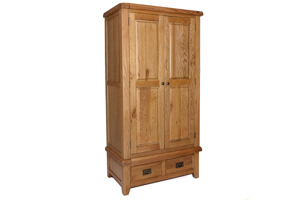 Odeon - Oak 2 Door  Wardrobe With Drawers