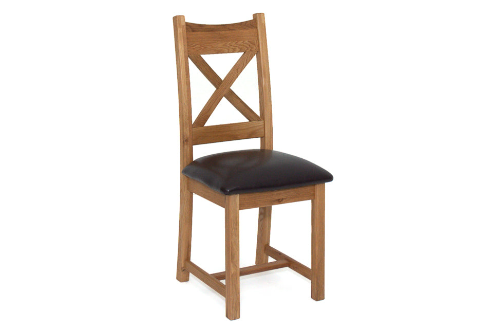 Oak Dining Chair With Faux Leather Seat