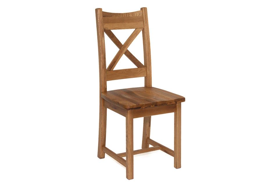 Oak Dining Chair With Timber Seatand cross back