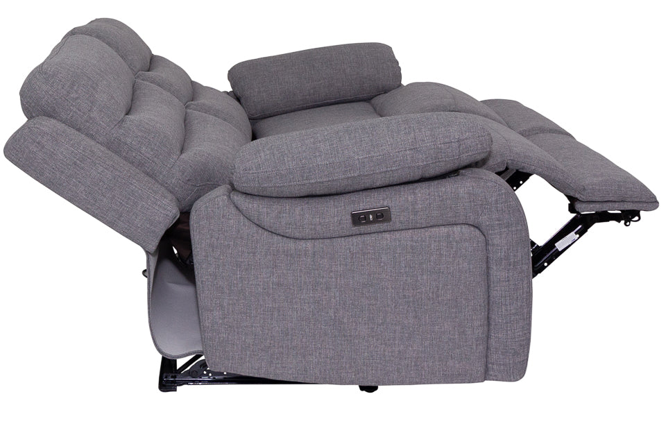 Portland - Grey Fabric 2 Seater Power Recliner Sofa