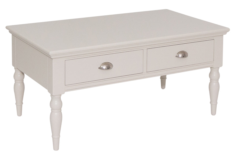 Priya - Cream Coffee Table With 2 Drawers