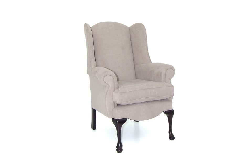 Queen Anne Grey Fabric Accent Armchair