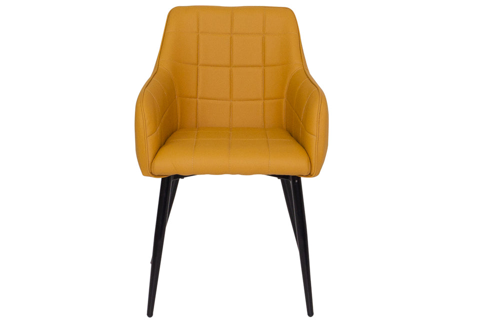Sara - Yellow Faux Leather And Metal Dining Chair