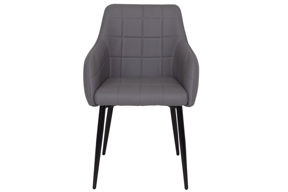 Sara - Grey Faux Leather And Metal Dining Chair