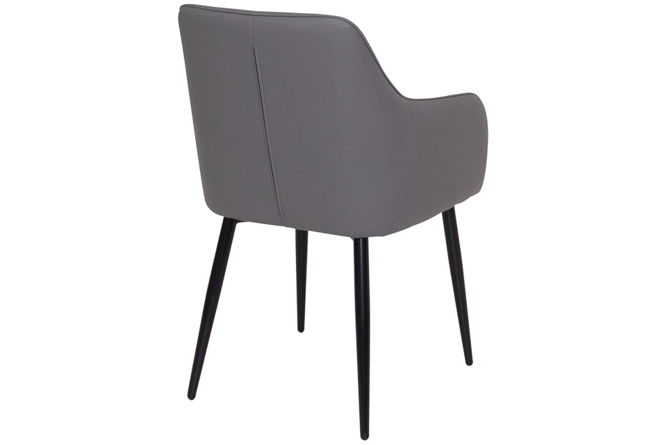 Sara - Grey Faux Leather And Metal Dining Chair