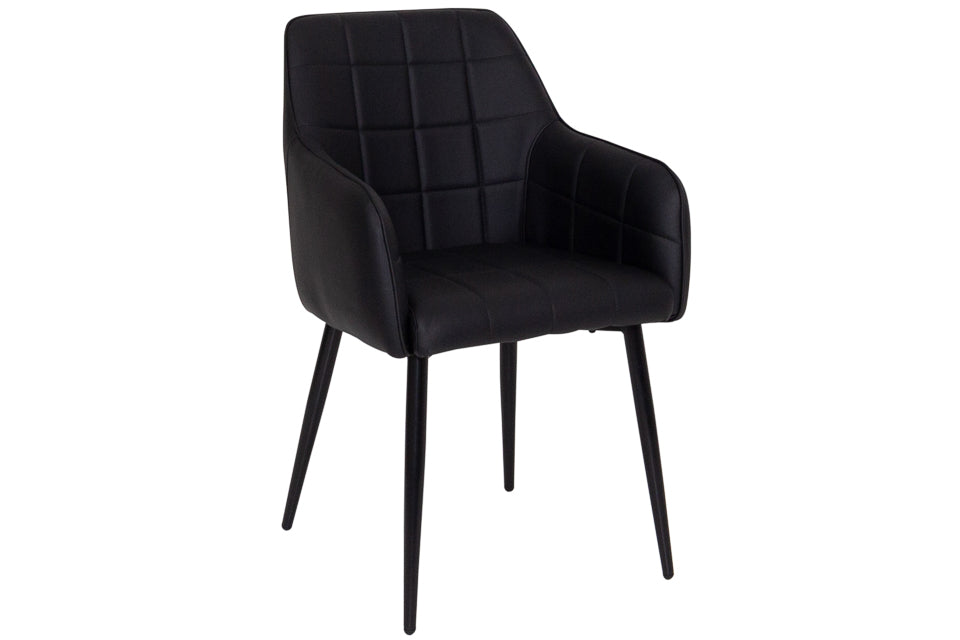 Sara - Black Faux Leather And Metal Dining Chair