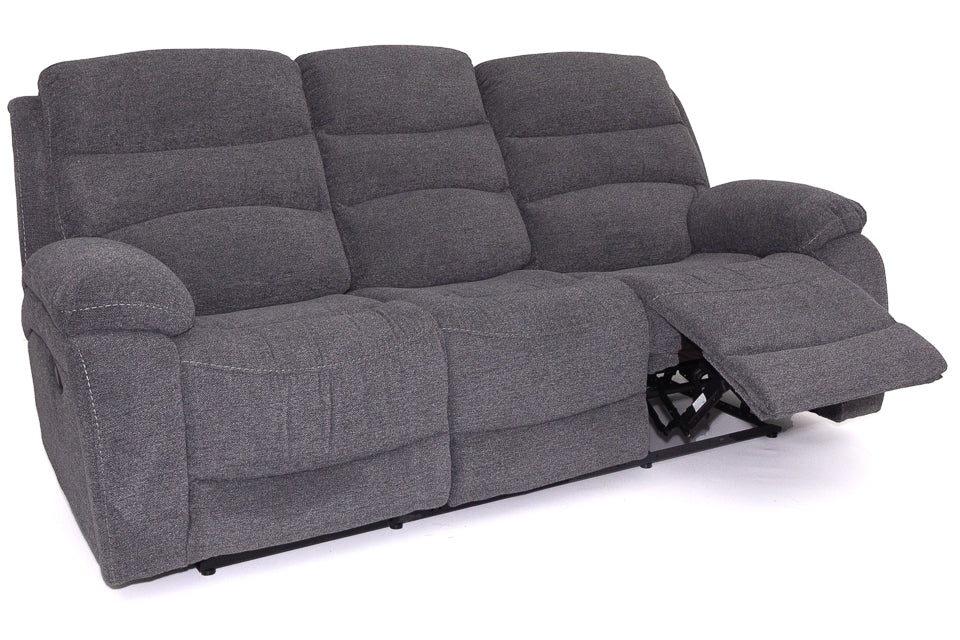 Seville - Grey Fabric 3 Seater Recliner Sofa