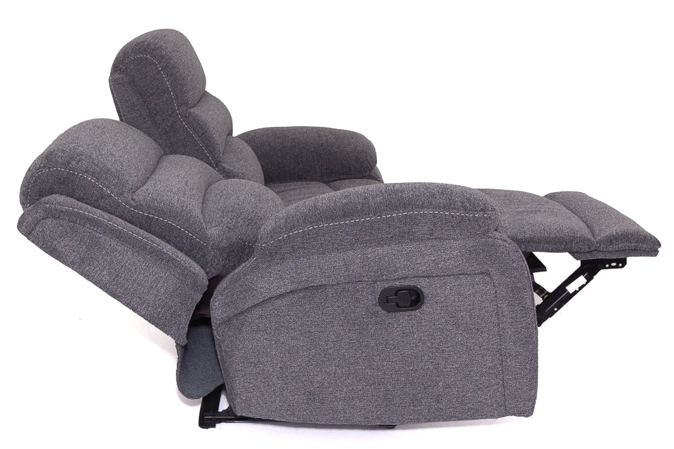 Seville - Grey Fabric 2 Seater Recliner Sofa