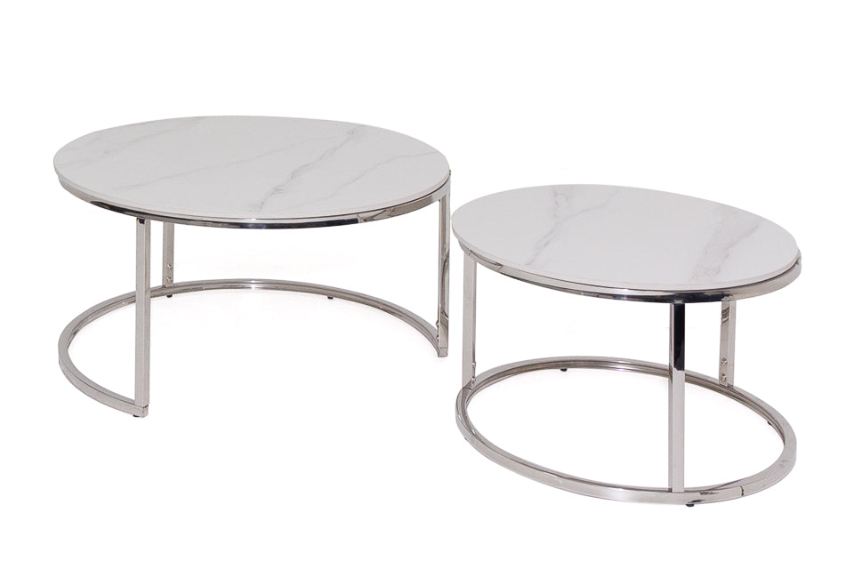 Shilo - White Pura Stone Set Of 2 Coffee Table