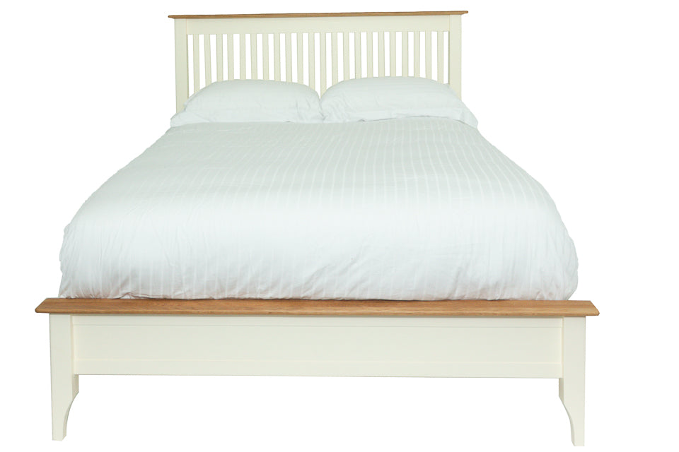 Sicily - Cream And Oak 4Ft6In Double Bed Frame